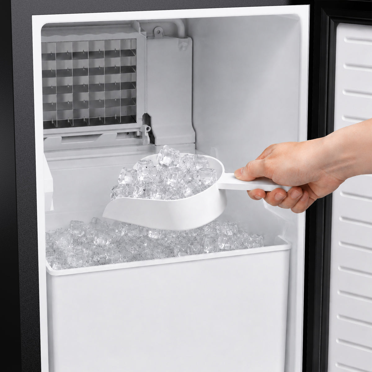 Close-up of cubed ice produced by the Cristallo ice maker