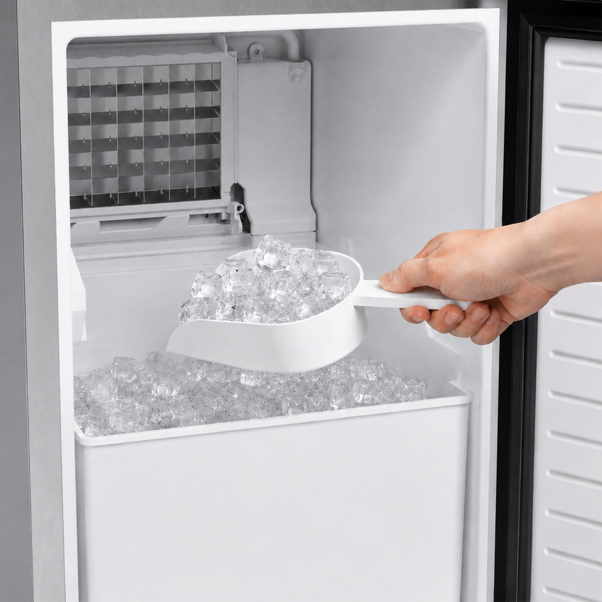 Close-up of cubed ice produced by the Cristallo ice maker