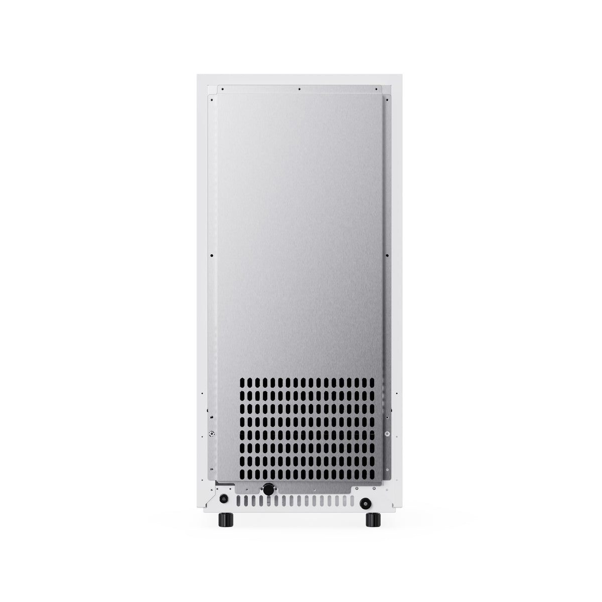 Rear view of the ice maker showing the water and drain connections