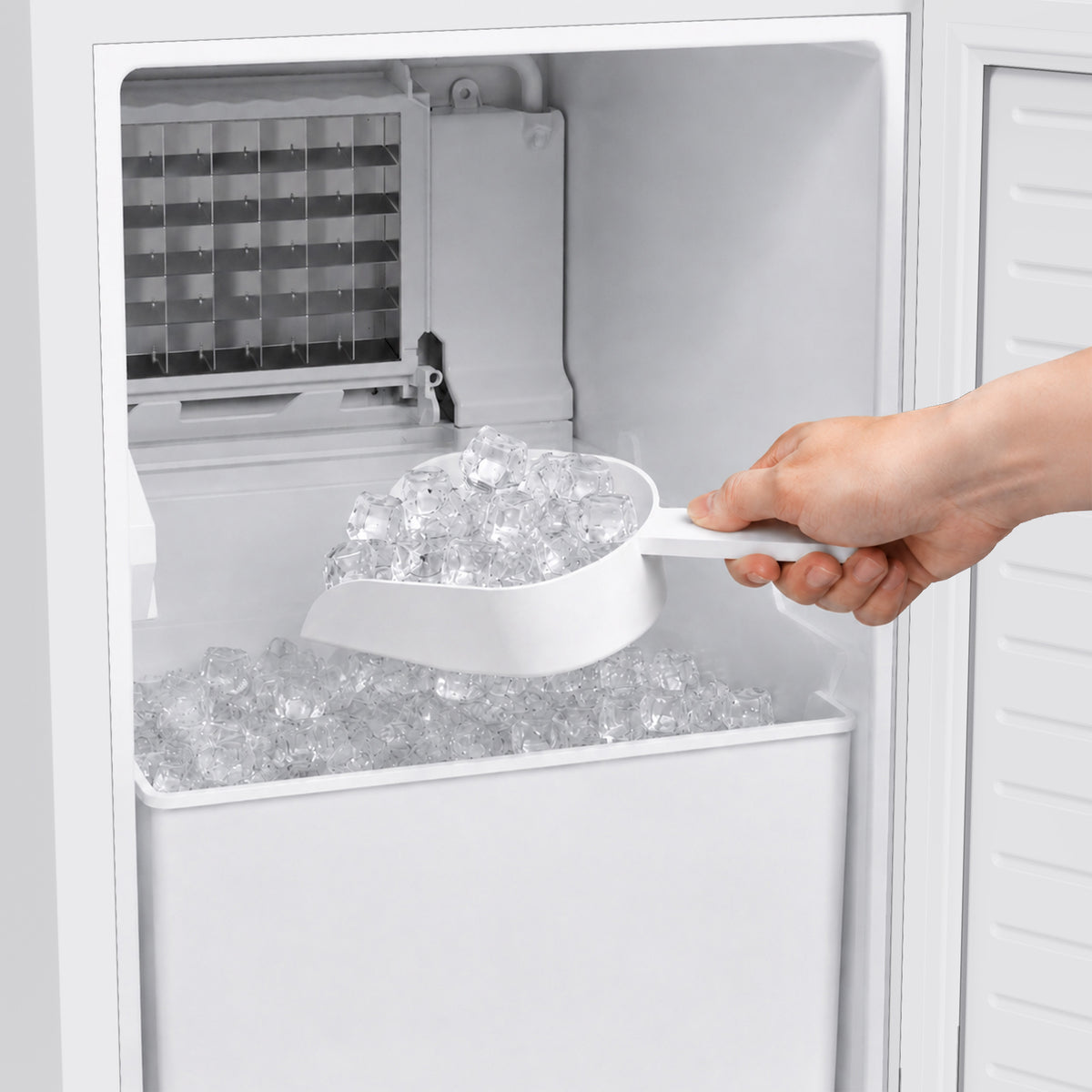 Close-up of cubed ice produced by the Cristallo ice maker