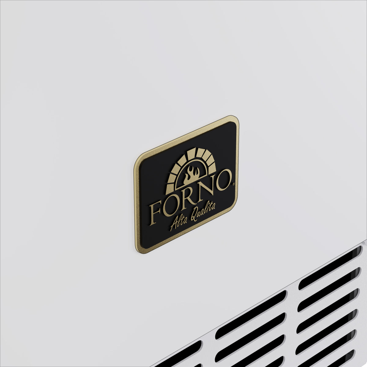 Forno logo badge on the white Cristallo cubed ice maker