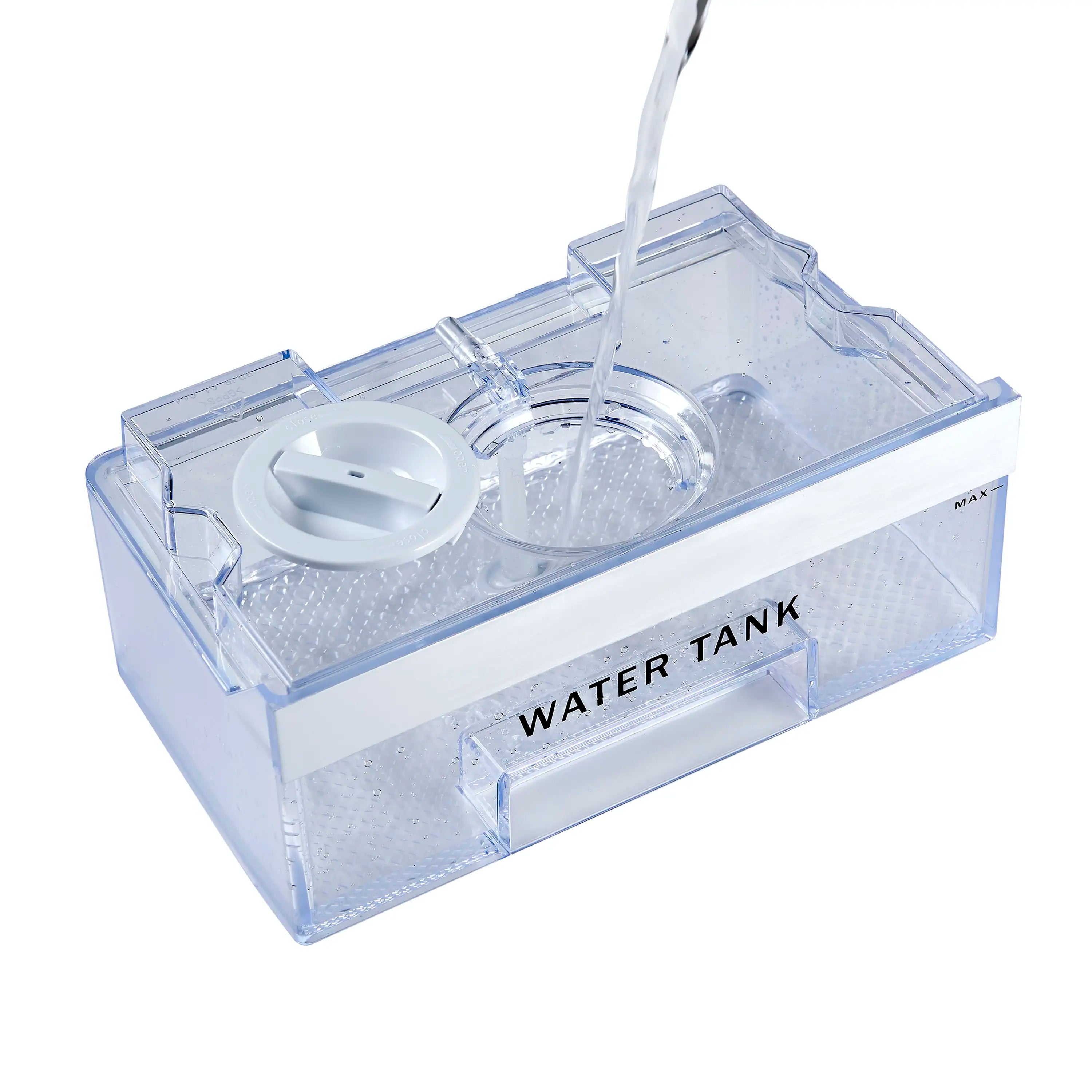Clear water tank insert with lid and fill spout for 11-inch ice maker