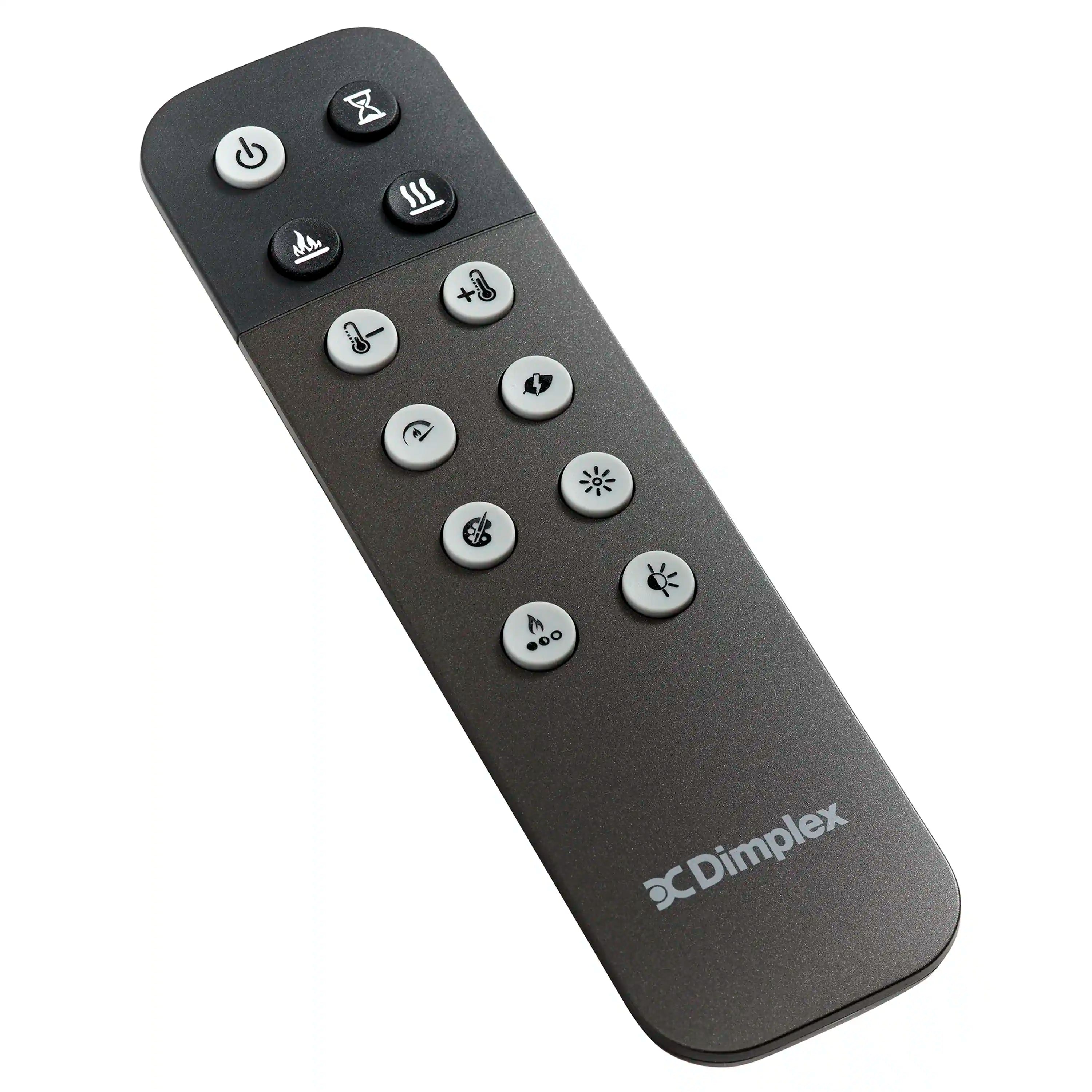 Dimplex electric fireplace remote control with circular button icons