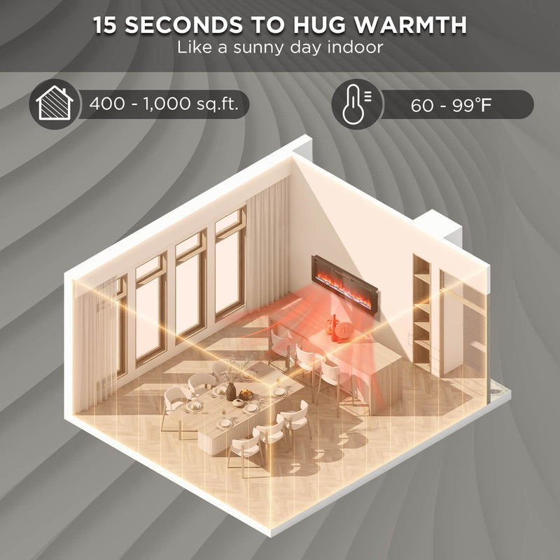 TURBRO In Flames INF50W-3D WiFi Smart Wall Mounted Electric Fireplace - Tempered Glass (707-98-183A)