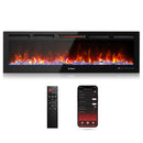 TURBRO In Flames INF60W-3D WiFi Smart Wall Mounted Electric Fireplace, 1500W Infrared Quartz Heating - Tempered Glass (707-98-185A)