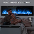 TURBRO In Flames INF60W-3D WiFi Smart Wall Mounted Electric Fireplace, 1500W Infrared Quartz Heating - Tempered Glass (707-98-185A)