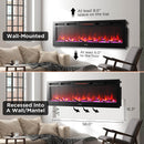 TURBRO In Flames INF60W-3D WiFi Smart Wall Mounted Electric Fireplace, 1500W Infrared Quartz Heating - Tempered Glass (707-98-185A)