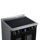 Forno Maximus 30-Inch Induction Range with 4.32 Cu. Ft. Convection Oven, French Door, 4 Cooking Zones,  Air Sous Vide, Air Fry Basket in Black with Antique Brass Trim (FFSIN0932-30BLK)