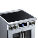 Forno Maximus 30-Inch Induction Range with 4.32 Cu. Ft. Convection Oven, French Door, 4 Cooking Zones,  Air Sous Vide, Air Fry Basket in White with Antique Brass Trim (FFSIN0932-30WHT)
