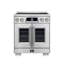 Forno Maximus 30-Inch Induction Range with 4.32 Cu. Ft. Convection Oven, French Door, 4 Cooking Zones,  Air Sous Vide, Air Fry Basket in Stainless Steel (FFSIN0932-30)