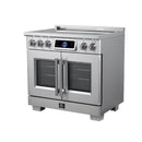 Forno Maximus 36-Inch Induction Range with 5.36 Cu. Ft. Convection Oven, French Door, 5 Cooking Zones,  Air Sous Vide, Air Fry Basket in Stainless Steel (FFSIN0932-36)