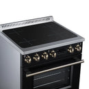 Forno Torino 30-Inch Induction Range with 4.32 Cu. Ft. True Convection Oven, 8800W Cooktop,  Air Fry, Air Sous Vide, Smudge Resistant in Black with Antique Brass Trim (FFSIN0936-30BLK)