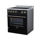 Forno Torino 30-Inch Induction Range with 4.32 Cu. Ft. True Convection Oven, 8800W Cooktop,  Air Fry, Air Sous Vide, Smudge Resistant in Black with Antique Brass Trim (FFSIN0936-30BLK)