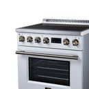Forno Torino 30-Inch Induction Range with 4.32 Cu. Ft. True Convection Oven, 8800W Cooktop,  Air Fry, Air Sous Vide, Smudge Resistant in White with Antique Brass Trim (FFSIN0936-30WHT)
