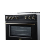 Forno Torino 36-Inch Induction Range with 5.36 Cu. Ft. True Convection Oven, 10900W Cooktop, Air Fry, Air Sous Vide, Smudge Resistant in Black with Antique Brass Trim (FFSIN0936-36BLK)