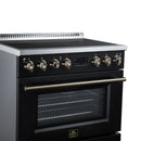 Forno Torino 36-Inch Induction Range with 5.36 Cu. Ft. True Convection Oven, 10900W Cooktop, Air Fry, Air Sous Vide, Smudge Resistant in Black with Antique Brass Trim (FFSIN0936-36BLK)