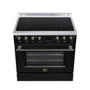 Forno Torino 36-Inch Induction Range with 5.36 Cu. Ft. True Convection Oven, 10900W Cooktop, Air Fry, Air Sous Vide, Smudge Resistant in Black with Antique Brass Trim (FFSIN0936-36BLK)