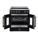 FORNO Torino 30-Inch 4.32 Cu. Ft. French Door Induction Range with True Convection, Air Fry and Sous Vide in Black 240V (FFSIN0950-30BLK)