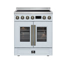 FORNO Torino 30-Inch 4.32 Cu. Ft. French Door Induction Range with True Convection, Air Fry and Sous Vide in White, 240V (FFSIN0950-30WHT)