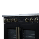 FORNO Torino 36-Inch 5.36 Cu. Ft. French Door Induction Range with True Convection, Air Fry and Sous Vide in Black 240V (FFSIN0950-36BLK)