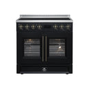 FORNO Torino 36-Inch 5.36 Cu. Ft. French Door Induction Range with True Convection, Air Fry and Sous Vide in Black 240V (FFSIN0950-36BLK)