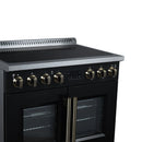 FORNO Torino 36-Inch 5.36 Cu. Ft. French Door Induction Range with True Convection, Air Fry and Sous Vide in Black 240V (FFSIN0950-36BLK)