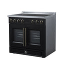 FORNO Torino 36-Inch 5.36 Cu. Ft. French Door Induction Range with True Convection, Air Fry and Sous Vide in Black 240V (FFSIN0950-36BLK)