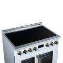 FORNO Torino 36-Inch 5.36 Cu. Ft. French Door Induction Range with True Convection, Air Fry and Sous Vide in White 240V (FFSIN0950-36WHT)