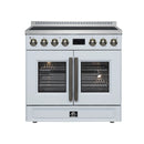 FORNO Torino 36-Inch 5.36 Cu. Ft. French Door Induction Range with True Convection, Air Fry and Sous Vide in White 240V (FFSIN0950-36WHT)