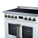 FORNO Torino 36-Inch 5.36 Cu. Ft. French Door Induction Range with True Convection, Air Fry and Sous Vide in White 240V (FFSIN0950-36WHT)