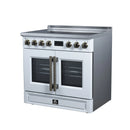 FORNO Torino 36-Inch 5.36 Cu. Ft. French Door Induction Range with True Convection, Air Fry and Sous Vide in White 240V (FFSIN0950-36WHT)