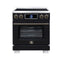 Forno Maximus 30-Inch Induction Range with 4.32 Cu. Ft. True Convection Oven, 8,800W Cooktop, Air Fry, Air Sous Vide, Smudge Resistant in Black with Antique Brass Trim (FFSIN0968-30BLK)