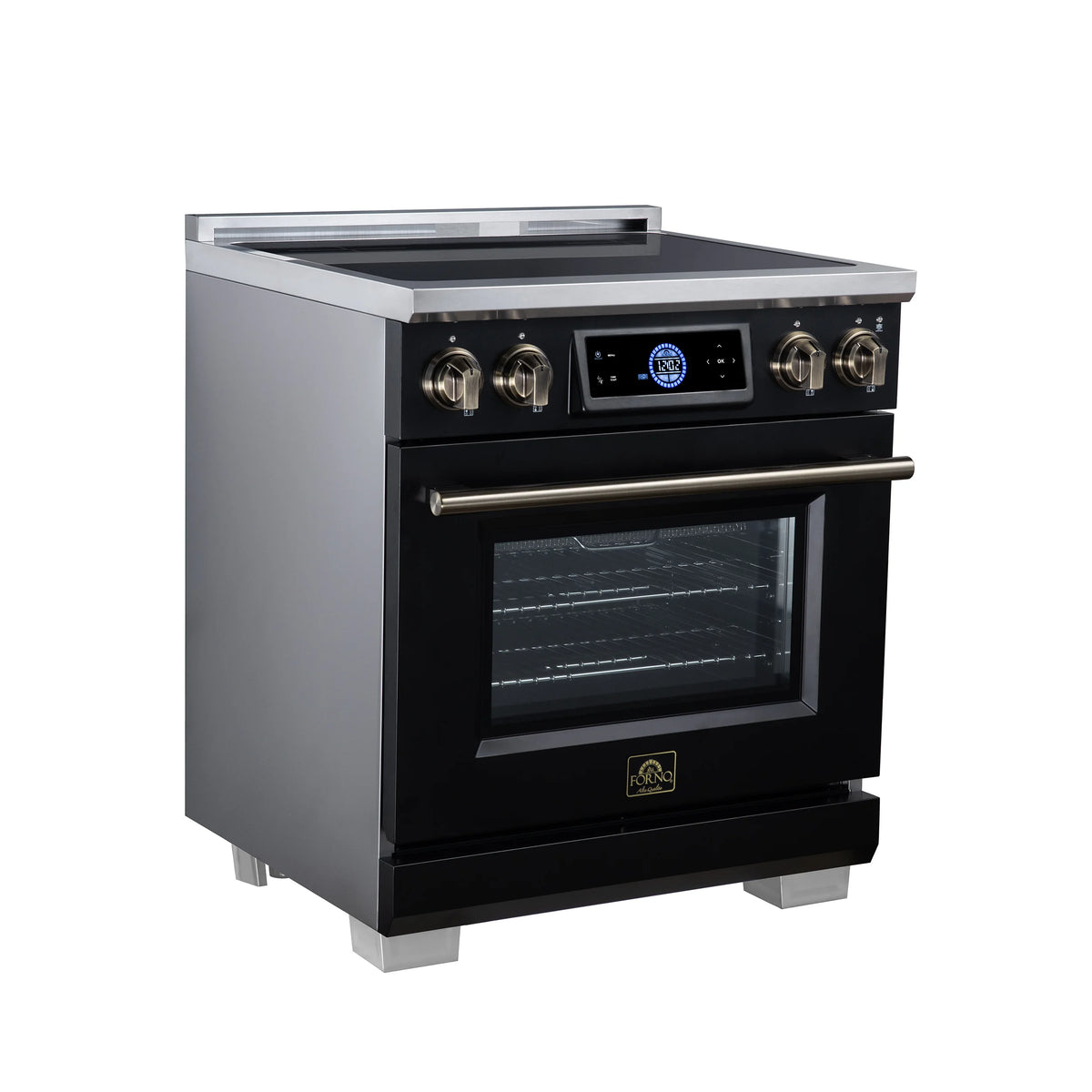 Forno Maximus 30-inch black induction range FFSIN0968-30BLK, left angle view