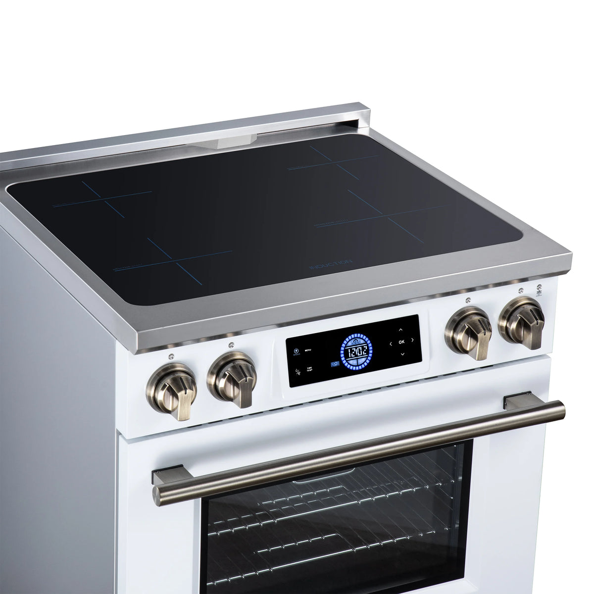 Forno Maximus 30-inch white induction range FFSIN0968-30WHT, induction cooktop from the left