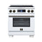 Forno Maximus 30-Inch Induction Range with 4.32 Cu. Ft. True Convection Oven, 8,800W Cooktop, Air Fry, Air Sous Vide, Smudge Resistant in White with Antique Brass Trim (FFSIN0968-30WHT)