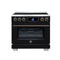 Forno Maximus 36-Inch Induction Range with 5.36 Cu. Ft. True Convection Oven, 10,900W Cooktop, Air Fry, Air Sous Vide, Smudge Resistant in Black with Antique Brass Trim (FFSIN0968-36BLK)