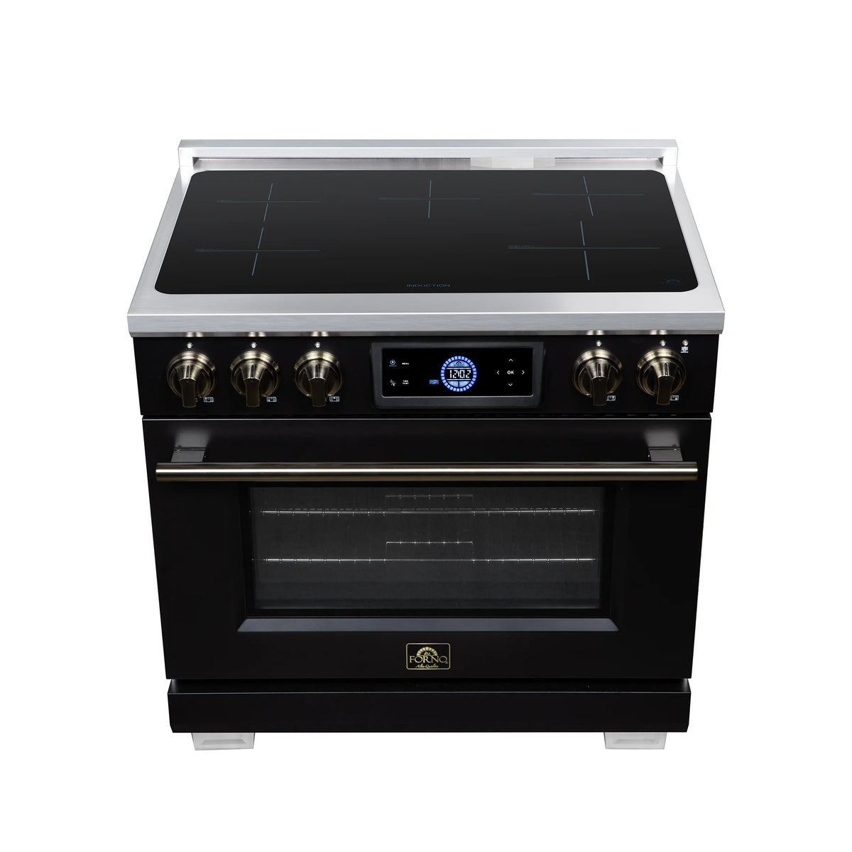 Forno Maximus 36-inch black induction range FFSIN0968-36BLK, top view of the induction cooktop