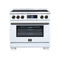 Forno Maximus 36-Inch Induction Range with 5.36 Cu. Ft. True Convection Oven, 10,900W Cooktop, Air Fry, Air Sous Vide, Smudge Resistant in White with Antique Brass Trim (FFSIN0968-36WHT)