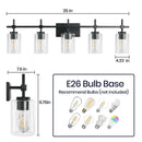 Parrot Uncle Jasper Modern Brushed Nickel & Black Clear Glass 5-Light Bathroom Linear Vanity Light