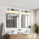 Parrot Uncle Jasper Modern Brushed Nickel & Black Clear Glass 5-Light Bathroom Linear Vanity Light