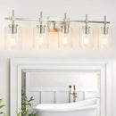 Parrot Uncle Jasper Modern Brushed Nickel & Black Clear Glass 5-Light Bathroom Linear Vanity Light