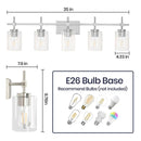 Parrot Uncle Jasper Modern Brushed Nickel & Black Clear Glass 5-Light Bathroom Linear Vanity Light