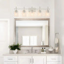 Parrot Uncle Jasper Modern Brushed Nickel & Black Clear Glass 5-Light Bathroom Linear Vanity Light