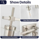 Parrot Uncle Jasper Modern Brushed Nickel & Black Clear Glass 5-Light Bathroom Linear Vanity Light