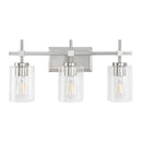 Parrot Uncle Jasper 3-Light Modern Clear Glass Bathroom Vanity Light, Black & Nickel