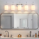 Parrot Uncle Jasper Modern Frosted Glass 5-Light Bathroom Linear Vanity Light