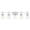 Parrot Uncle Jasper Modern Brushed Nickel & Black Clear Glass 5-Light Bathroom Linear Vanity Light