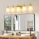 Parrot Uncle Jasper Modern Frosted Glass 5-Light Bathroom Linear Vanity Light
