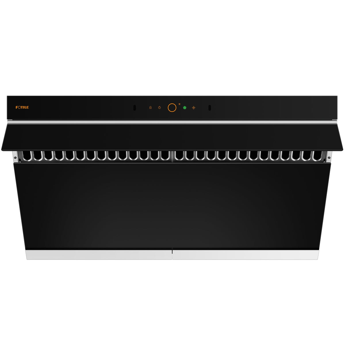 Fotile 36-Inch Prestige Performance Inclined Vent Under-Cabinet / Wall-Mount Range Hood with Dual DC Motors, 1100 Max EQUIV. CFM, Motion Activation, and Sync Connect in Black Tempered Glass (JQG9007)