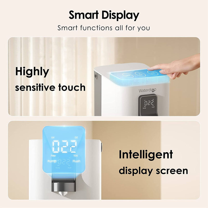 Waterdrop Countertop Reverse Osmosis Water Filter System, 6-stage Filtration, with Smart Display, White (WD-K19-S)